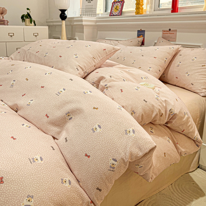 91家纺网 家纺一手货源 找家纺 亿梵家居 2025新款A类母婴级有氧全棉纯棉双层纱纯棉印花四件套-叠拍图知梦