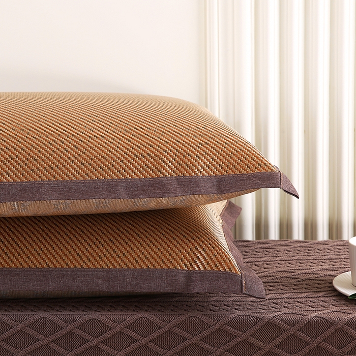 91家纺网 家纺一手货源 找家纺 小牛席业 2026新款冰藤枕套A夏凉枕套系列凉枕套夏天枕套冰丝枕套竹枕套藤枕套冰藤枕套 角标冰藤凉枕套（深咖）