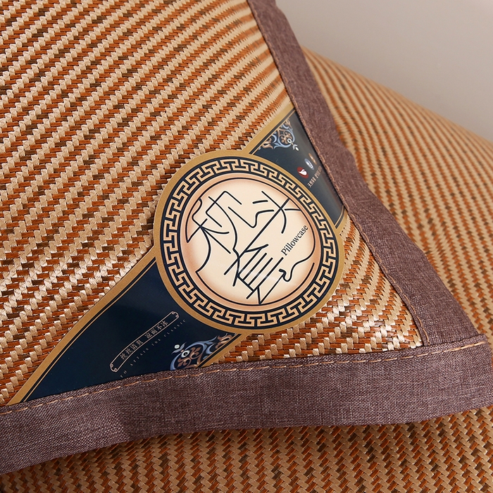 91家纺网 家纺一手货源 找家纺 小牛席业 2026新款冰藤枕套A夏凉枕套系列凉枕套夏天枕套冰丝枕套竹枕套藤枕套冰藤枕套 角标冰藤凉枕套（深咖）