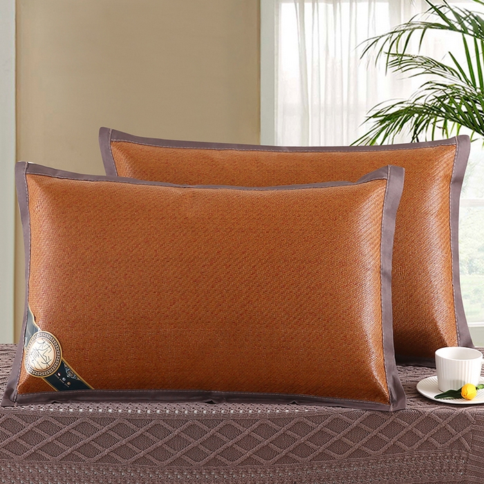 小牛席业 2026新款冰藤枕套A夏凉枕套系列凉枕套夏天枕套冰丝枕套竹枕套藤枕套冰藤枕套 角标古藤凉枕套（红棕）