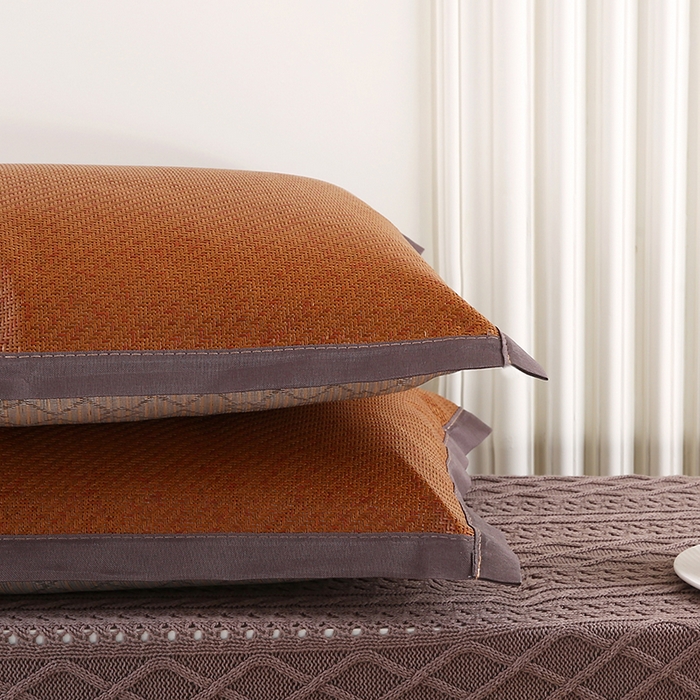 91家纺网 家纺一手货源 找家纺 小牛席业 2026新款冰藤枕套A夏凉枕套系列凉枕套夏天枕套冰丝枕套竹枕套藤枕套冰藤枕套 角标古藤凉枕套（红棕）