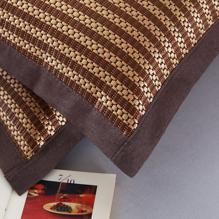 91家纺网 家纺一手货源 找家纺 小牛席业 2026新款冰藤枕套A夏凉枕套系列凉枕套夏天枕套冰丝枕套竹枕套藤枕套冰藤枕套 角标冰藤凉枕套（条纹咖色）