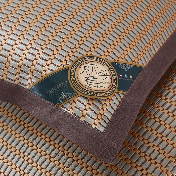 91家纺网 家纺一手货源 找家纺 小牛席业 2026新款冰藤枕套A夏凉枕套系列凉枕套夏天枕套冰丝枕套竹枕套藤枕套冰藤枕套 角标冰藤凉枕套（条纹金色）