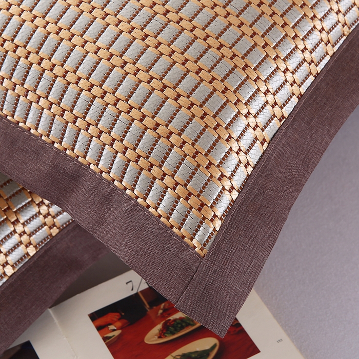 91家纺网 家纺一手货源 找家纺 小牛席业 2026新款冰藤枕套A夏凉枕套系列凉枕套夏天枕套冰丝枕套竹枕套藤枕套冰藤枕套 角标冰藤凉枕套（条纹金色）