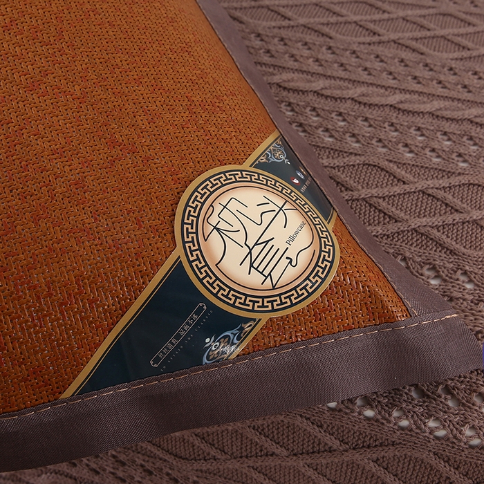 91家纺网 家纺一手货源 找家纺 小牛席业 2026新款冰藤枕套A夏凉枕套系列凉枕套夏天枕套冰丝枕套竹枕套藤枕套冰藤枕套 角标古藤凉枕套（红棕）