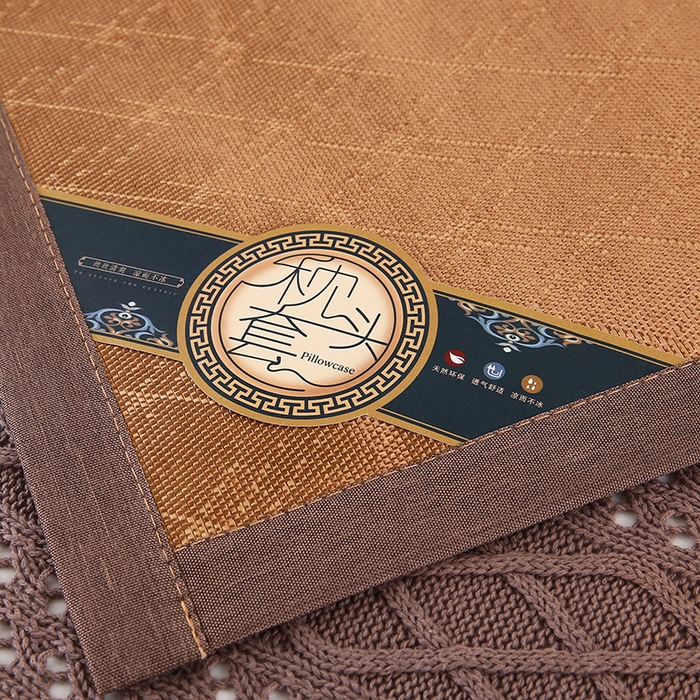 91家纺网 家纺一手货源 找家纺 小牛席业 2026新款冰藤枕套A夏凉枕套系列凉枕套夏天枕套冰丝枕套竹枕套藤枕套冰藤枕套 角标菱形格冰藤凉枕套（咖色）