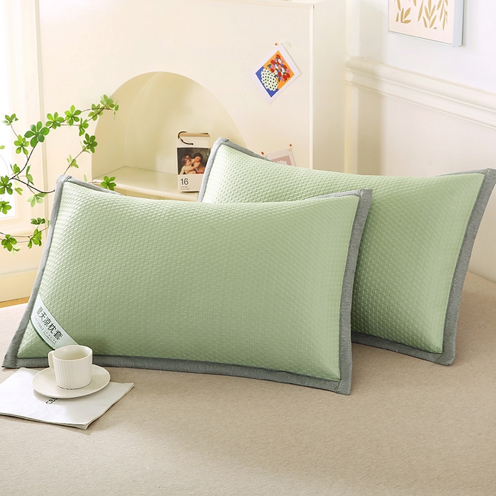 91家纺网 家纺一手货源 找家纺 小牛席业 2026新款3D千鸟格按摩冷感豆豆夏凉枕套系列 绿色