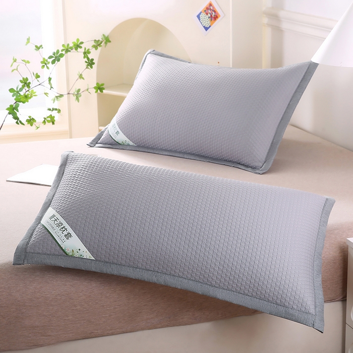 91家纺网 家纺一手货源 找家纺 小牛席业 2026新款3D千鸟格按摩冷感豆豆夏凉枕套系列 灰色