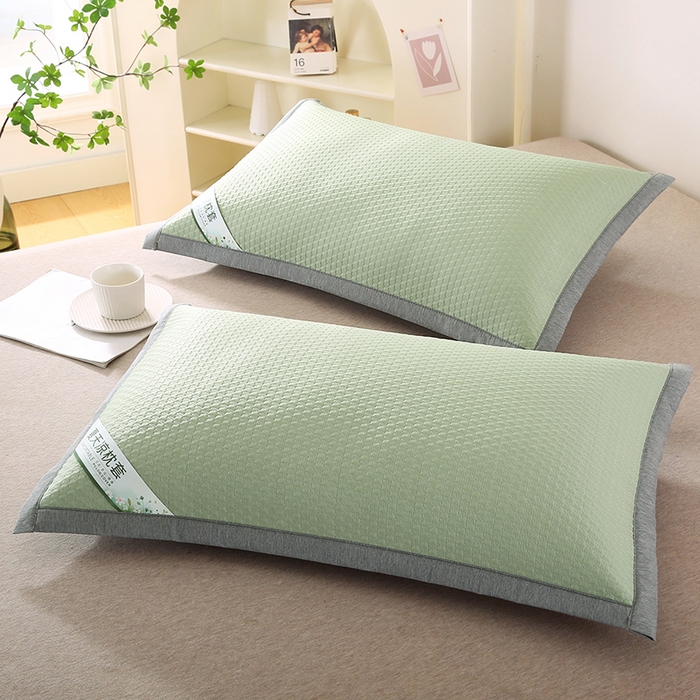 91家纺网 家纺一手货源 找家纺 小牛席业 2026新款3D千鸟格按摩冷感豆豆夏凉枕套系列 绿色