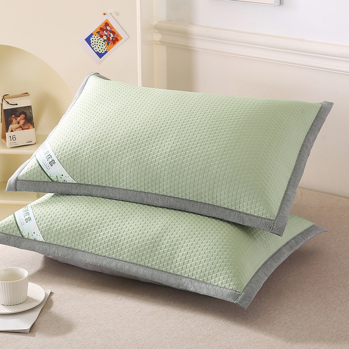 91家纺网 家纺一手货源 找家纺 小牛席业 2026新款3D千鸟格按摩冷感豆豆夏凉枕套系列 绿色