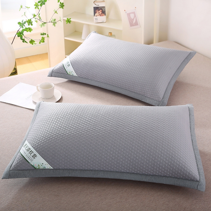 91家纺网 家纺一手货源 找家纺 小牛席业 2026新款3D千鸟格按摩冷感豆豆夏凉枕套系列 灰色