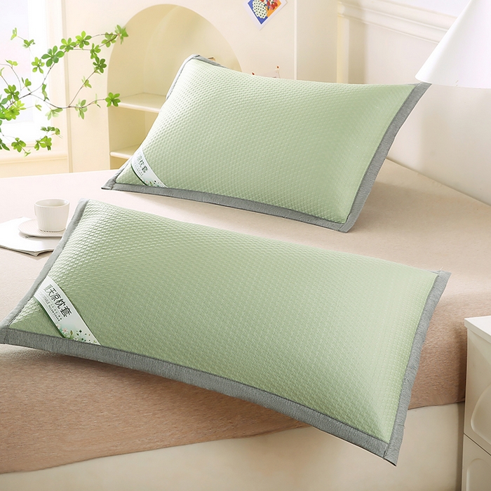 91家纺网 家纺一手货源 找家纺 小牛席业 2026新款3D千鸟格按摩冷感豆豆夏凉枕套系列 绿色