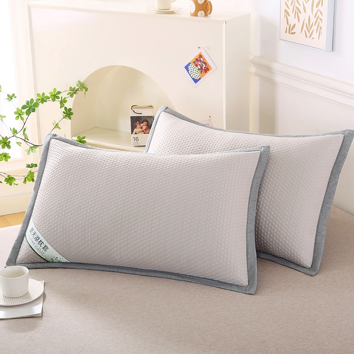 91家纺网 家纺一手货源 找家纺 小牛席业 2026新款3D千鸟格按摩冷感豆豆夏凉枕套系列 米色