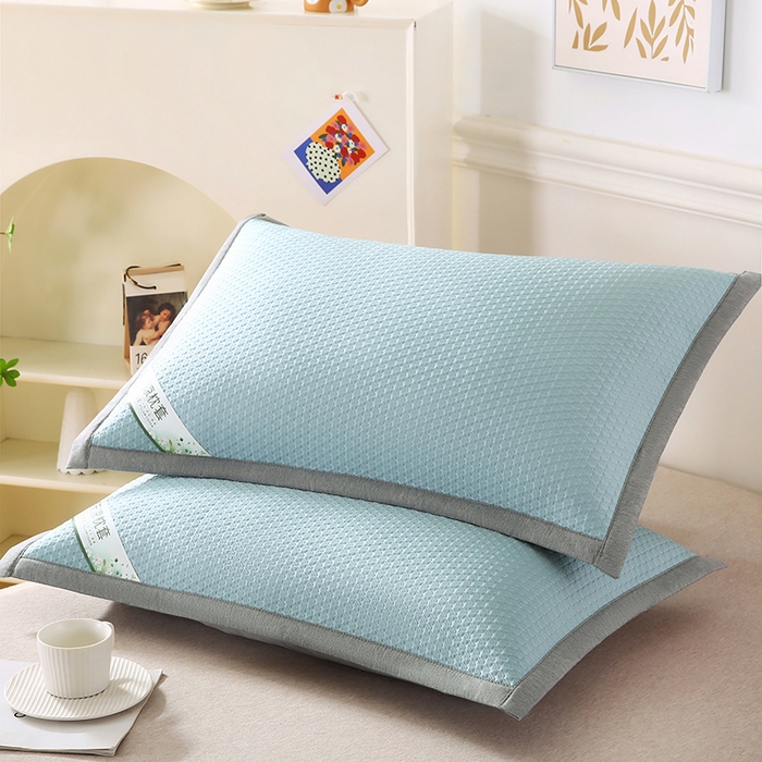 91家纺网 家纺一手货源 找家纺 小牛席业 2026新款3D千鸟格按摩冷感豆豆夏凉枕套系列 蓝色