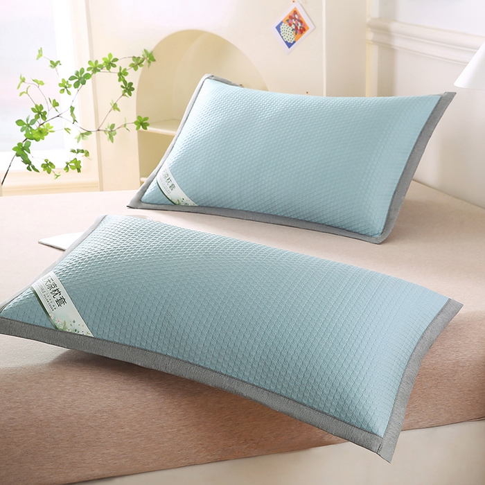 91家纺网 家纺一手货源 找家纺 小牛席业 2026新款3D千鸟格按摩冷感豆豆夏凉枕套系列 蓝色