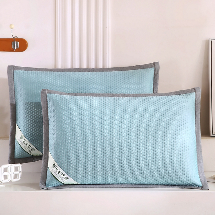 小牛席业 2026新款3D千鸟格按摩冷感豆豆夏凉枕套系列 蓝色