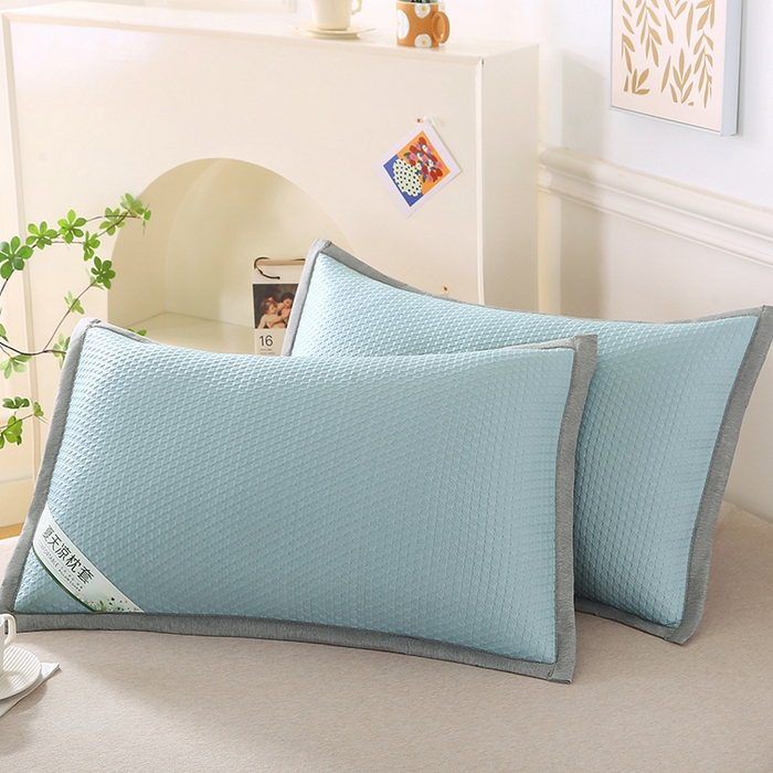 91家纺网 家纺一手货源 找家纺 小牛席业 2026新款3D千鸟格按摩冷感豆豆夏凉枕套系列 蓝色