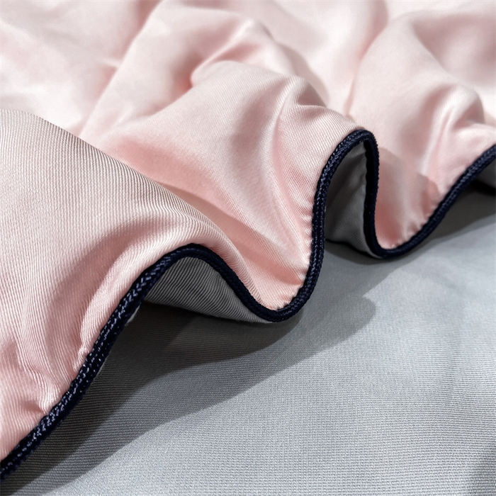 91家纺网 家纺一手货源 找家纺 绒棉世家 2026新款100%莱赛尔纯色天丝面料夏被四件套终版 少女粉