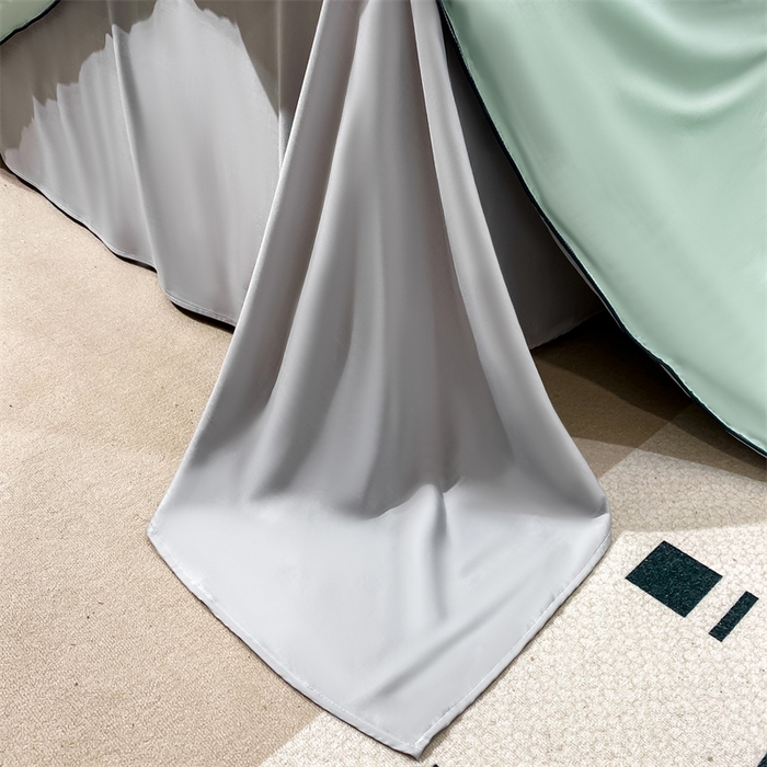 91家纺网 家纺一手货源 找家纺 绒棉世家 2026新款100%莱赛尔纯色天丝面料夏被四件套终版 清新绿