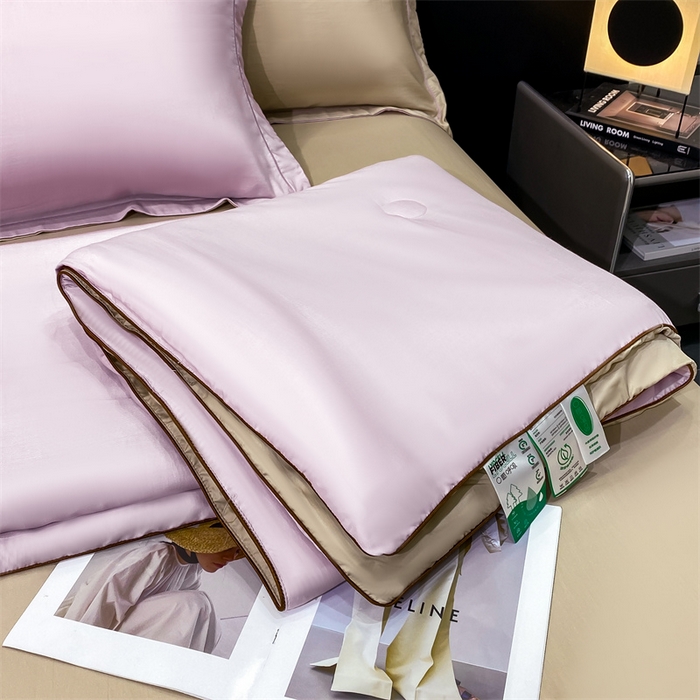 91家纺网 家纺一手货源 找家纺 绒棉世家 2026新款100%莱赛尔纯色天丝面料夏被四件套终版 香芋紫