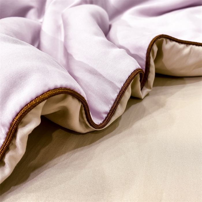 91家纺网 家纺一手货源 找家纺 绒棉世家 2026新款100%莱赛尔纯色天丝面料夏被四件套终版 香芋紫