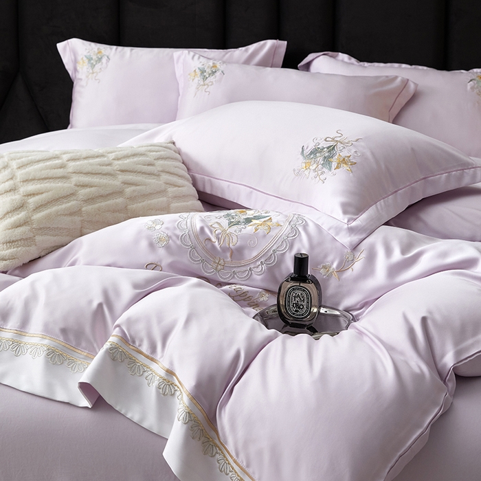 91家纺网 家纺一手货源 找家纺 优贝家纺 2026新款天丝面料独家专版繁花似锦刺绣四件套 繁花似锦-香芋紫