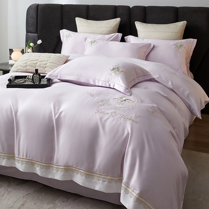 91家纺网 家纺一手货源 找家纺 优贝家纺 2026新款天丝面料独家专版繁花似锦刺绣四件套 繁花似锦-香芋紫