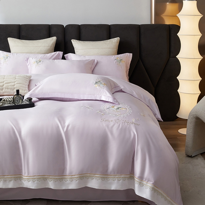 91家纺网 家纺一手货源 找家纺 优贝家纺 2026新款天丝面料独家专版繁花似锦刺绣四件套 繁花似锦-香芋紫