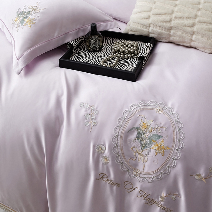 91家纺网 家纺一手货源 找家纺 优贝家纺 2026新款天丝面料独家专版繁花似锦刺绣四件套 繁花似锦-香芋紫