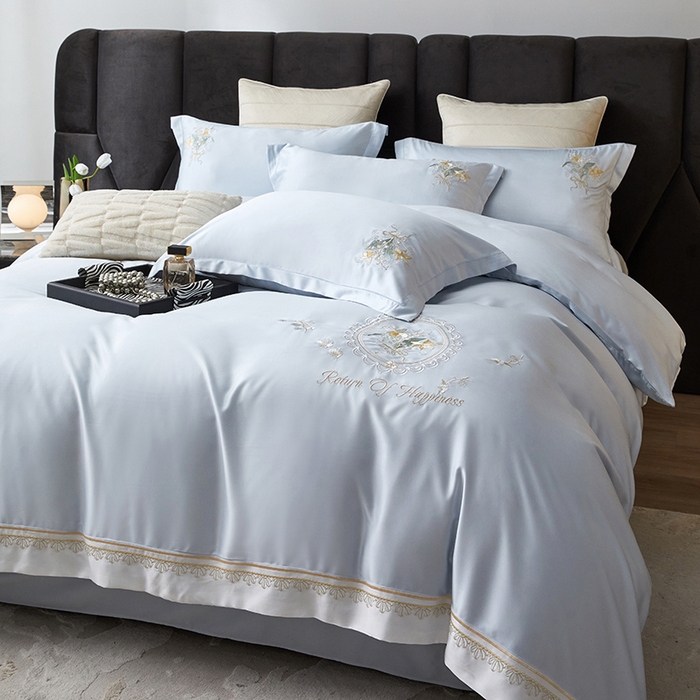 91家纺网 家纺一手货源 找家纺 优贝家纺 2026新款天丝面料独家专版繁花似锦刺绣四件套 繁花似锦-深海蓝