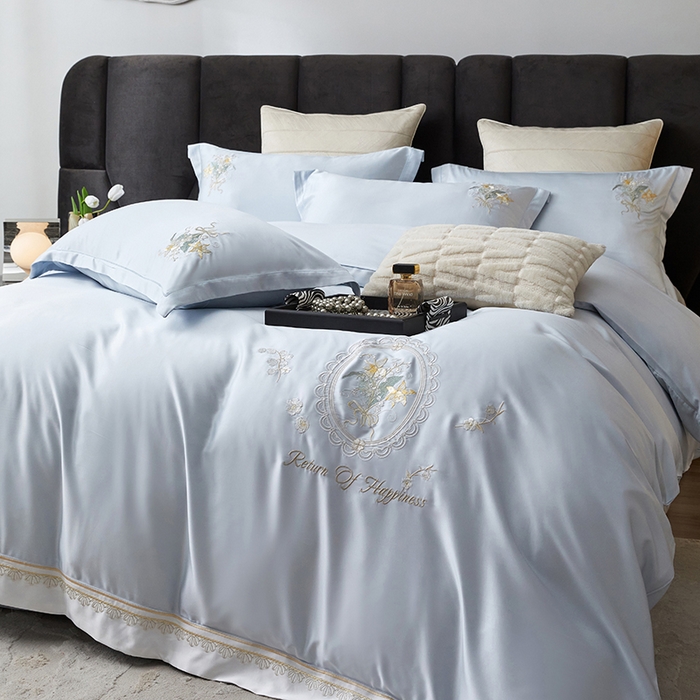 91家纺网 家纺一手货源 找家纺 优贝家纺 2026新款天丝面料独家专版繁花似锦刺绣四件套 繁花似锦-深海蓝