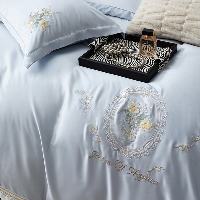 91家纺网 家纺一手货源 找家纺 优贝家纺 2026新款天丝面料独家专版繁花似锦刺绣四件套 繁花似锦-深海蓝