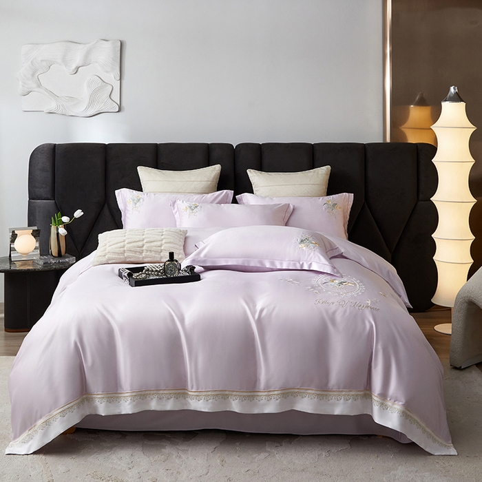 91家纺网 家纺一手货源 找家纺 优贝家纺 2026新款天丝面料独家专版繁花似锦刺绣四件套 繁花似锦-香芋紫