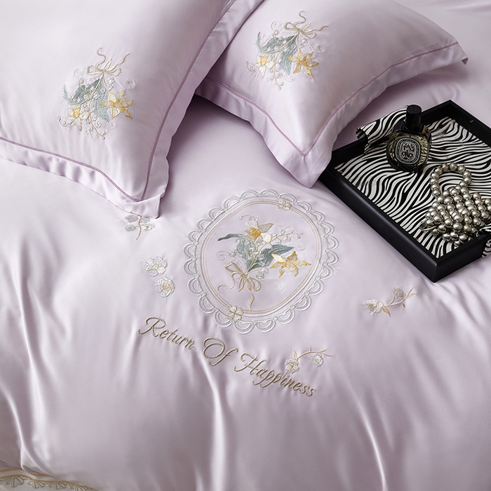 91家纺网 家纺一手货源 找家纺 优贝家纺 2026新款天丝面料独家专版繁花似锦刺绣四件套 繁花似锦-香芋紫