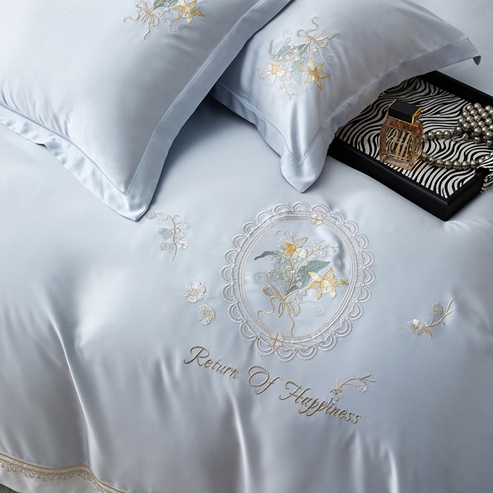 91家纺网 家纺一手货源 找家纺 优贝家纺 2026新款天丝面料独家专版繁花似锦刺绣四件套 繁花似锦-深海蓝