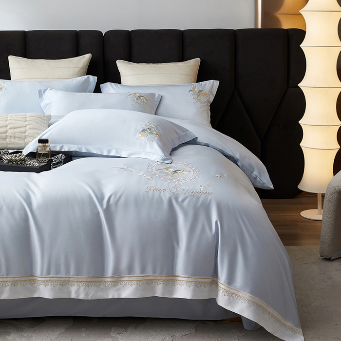 91家纺网 家纺一手货源 找家纺 优贝家纺 2026新款天丝面料独家专版繁花似锦刺绣四件套 繁花似锦-深海蓝