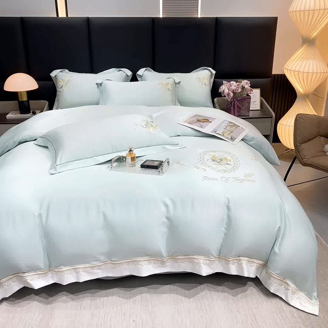 91家纺网 家纺一手货源 找家纺 （总）优贝家纺 2026新款天丝面料独家专版繁花似锦刺绣四件套