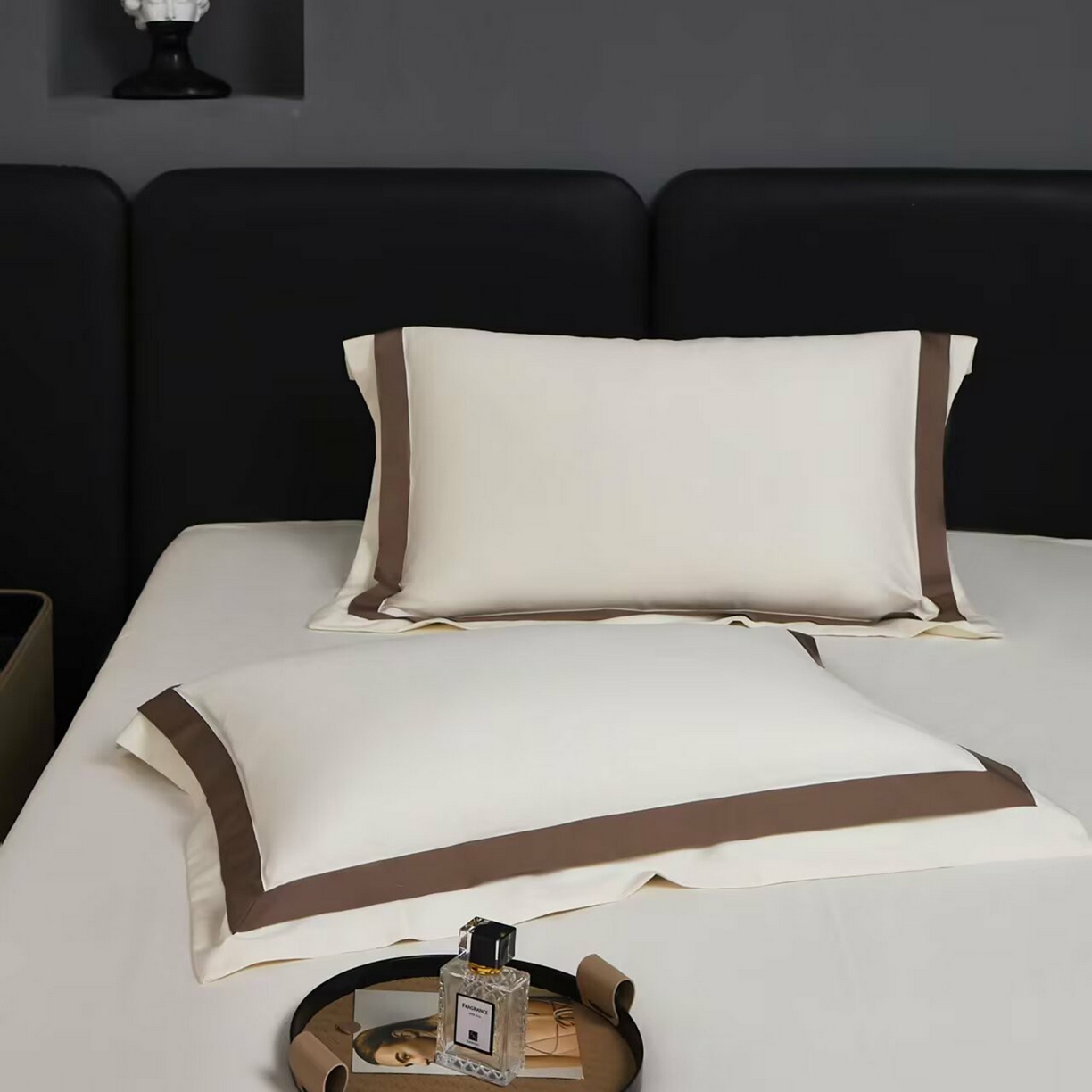 91家纺网 家纺一手货源 找家纺 沐珩家纺 2026新款双拼角拼色100s长绒棉工艺四件套-凯伦 凯伦-乳白色