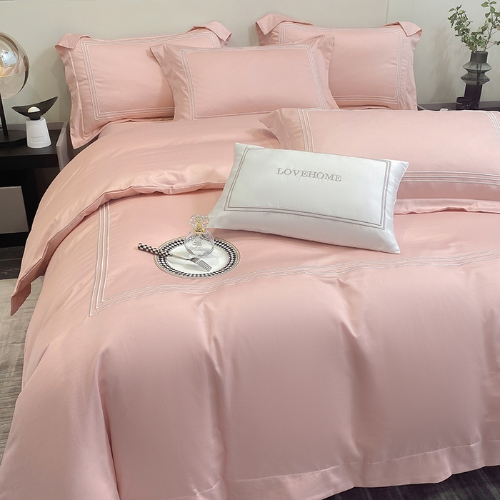 91家纺网 家纺一手货源 找家纺 家居1号家纺 2026新款100支新疆长绒棉纯棉四件套-爱丽丝 爱丽丝-粉豆沙