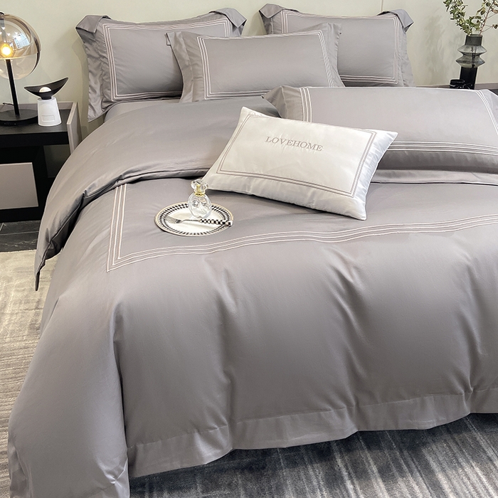 91家纺网 家纺一手货源 找家纺 家居1号家纺 2026新款100支新疆长绒棉纯棉四件套-爱丽丝 爱丽丝-高级灰