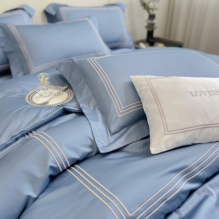 91家纺网 家纺一手货源 找家纺 家居1号家纺 2026新款100支新疆长绒棉纯棉四件套-爱丽丝 爱丽丝-宾利蓝