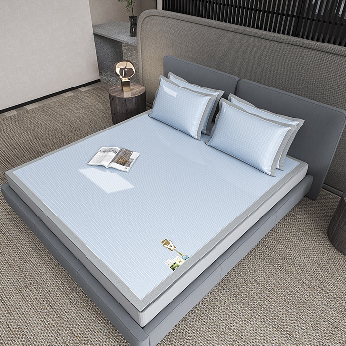 91家纺网 家纺一手货源 找家纺 （总）小牛席业 2026新款PE凉感纤维无印风纯色凉感冰丝席凉席席子