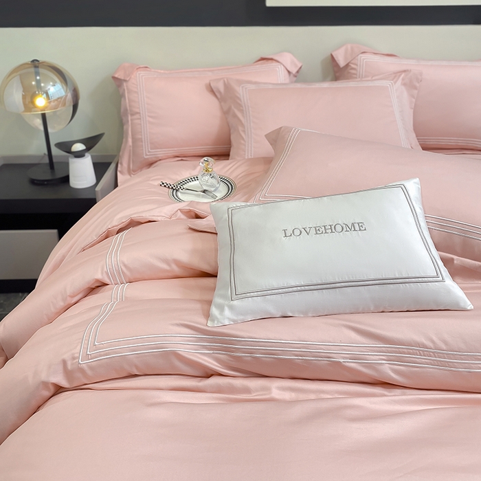 91家纺网 家纺一手货源 找家纺 家居1号家纺 2026新款100支新疆长绒棉纯棉四件套-爱丽丝 爱丽丝-粉豆沙