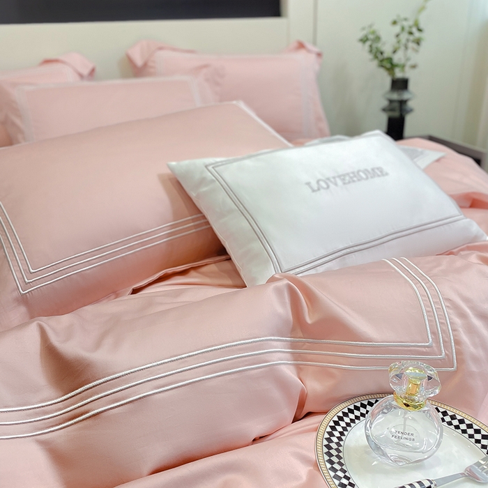 91家纺网 家纺一手货源 找家纺 家居1号家纺 2026新款100支新疆长绒棉纯棉四件套-爱丽丝 爱丽丝-粉豆沙