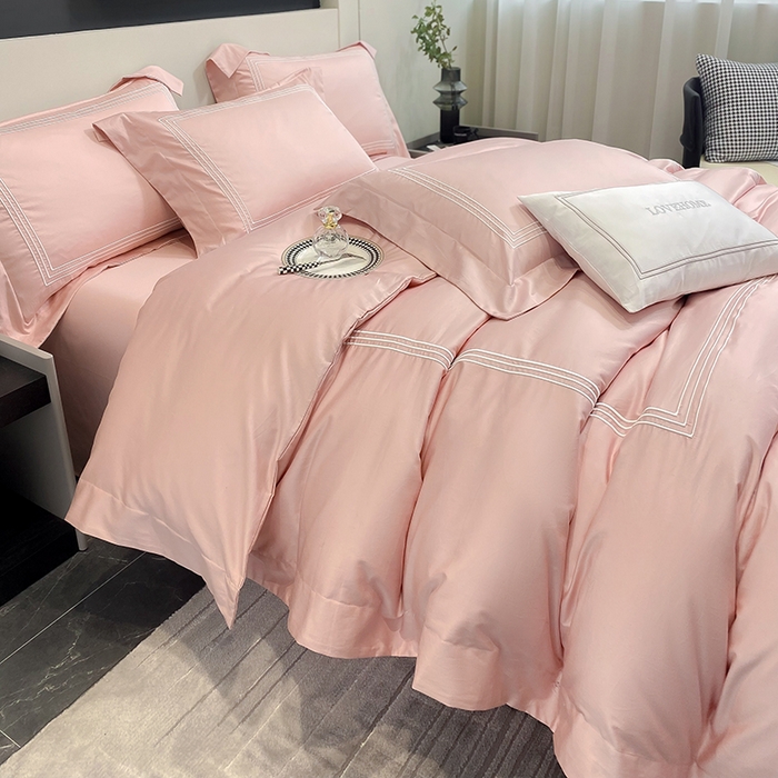 91家纺网 家纺一手货源 找家纺 家居1号家纺 2026新款100支新疆长绒棉纯棉四件套-爱丽丝 爱丽丝-粉豆沙