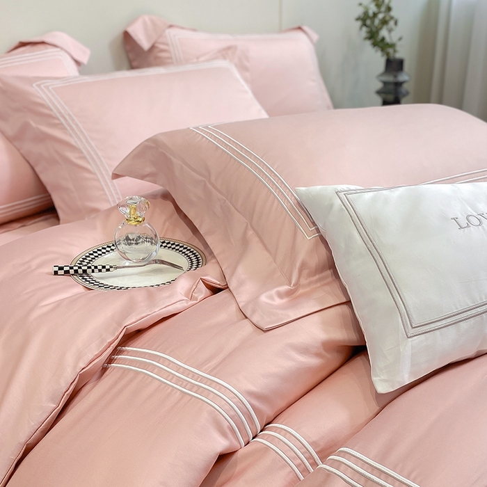 91家纺网 家纺一手货源 找家纺 家居1号家纺 2026新款100支新疆长绒棉纯棉四件套-爱丽丝 爱丽丝-粉豆沙