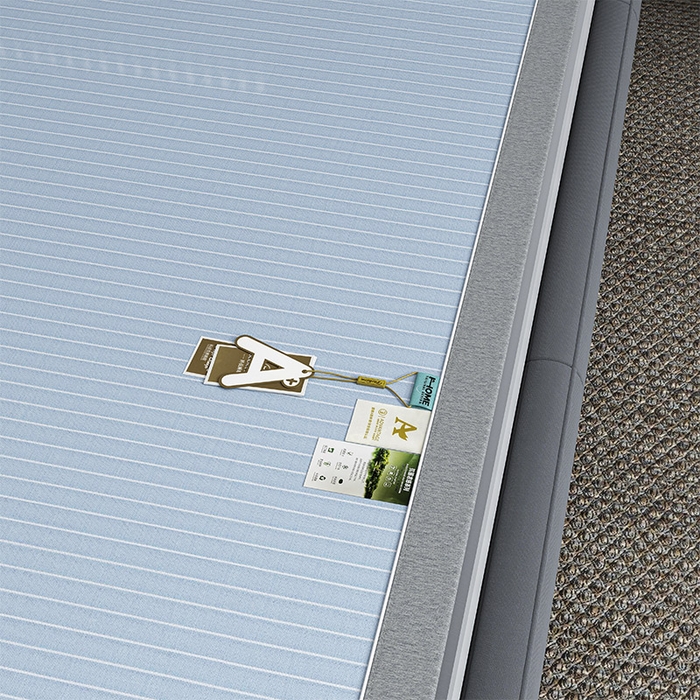 91家纺网 家纺一手货源 找家纺 小牛席业 2026新款PE凉感纤维无印风纯色凉感冰丝席凉席席子 PE凉感-无印条纹(蓝色)