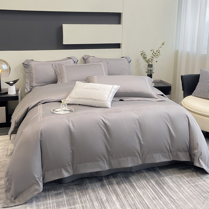 91家纺网 家纺一手货源 找家纺 家居1号家纺 2026新款100支新疆长绒棉纯棉四件套-爱丽丝 爱丽丝-高级灰