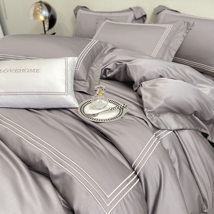 91家纺网 家纺一手货源 找家纺 家居1号家纺 2026新款100支新疆长绒棉纯棉四件套-爱丽丝 爱丽丝-高级灰