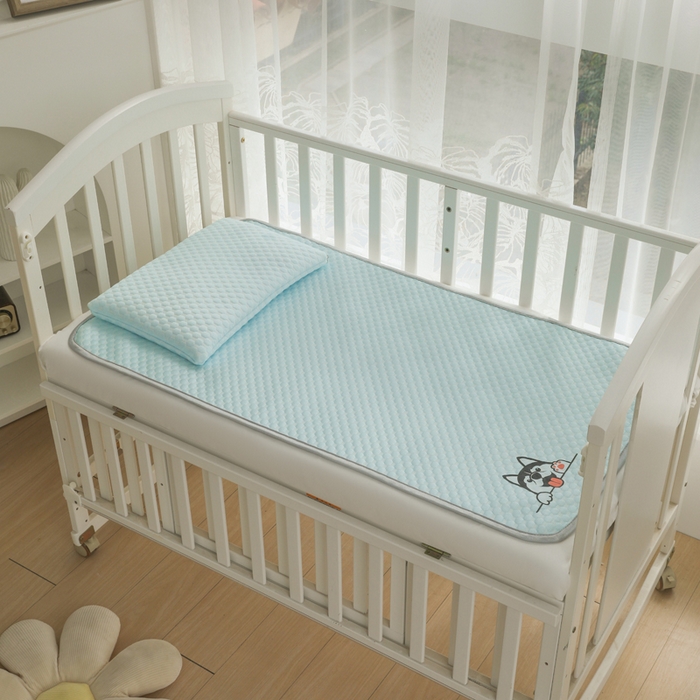 91家纺网 家纺一手货源 找家纺 宅部落 2026新款凉感豆豆儿童凉席席子 哈士奇-淡蓝